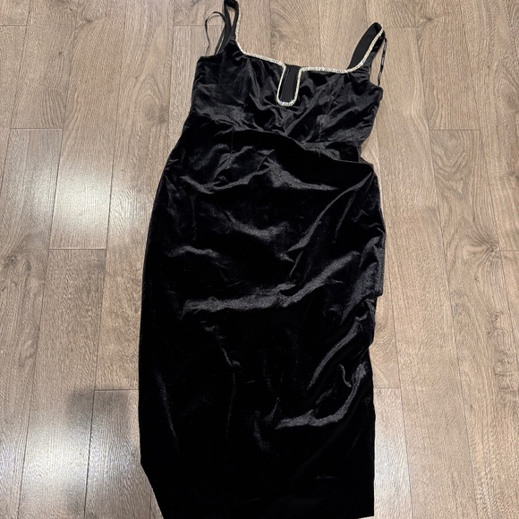 Self-Portrait Black Velvet Midi Dress US12 - Picture 6 of 13